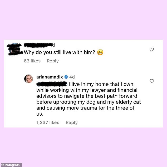 Open book: The Buying Back My Daughter star previously explained why she hasn't moved out in the comments section of one of her Instagram posts