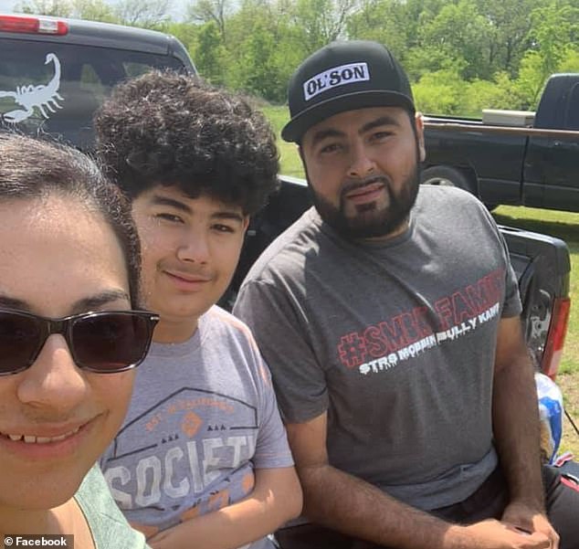 The parents and their two young sons were all pronounced dead at the scene of the crash and found with 'major injuries'.  In the photo: Marissa, Aldo and their eldest child Aldito