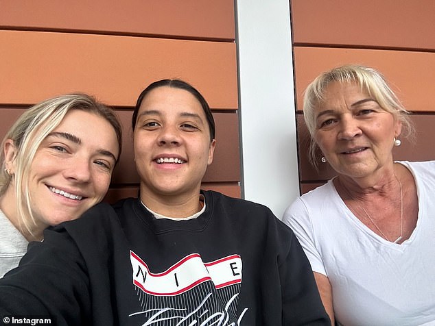 The 30-year-old (pictured with her fiancé Kristie Mewis and mother Roxanne) is reportedly on the verge of signing a contract extension with her big club Chelsea.