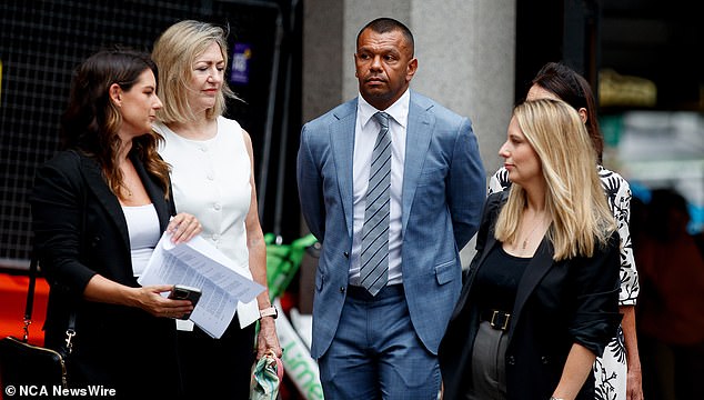 Lawyer Margaret Cunneen (second from left), acting for Beale (centre), questioned the woman about the state of her relationship with her fiancé just before the alleged attack