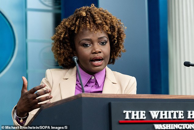 White House Press Secretary Karine Jean-Pierre speaks from the White House podium