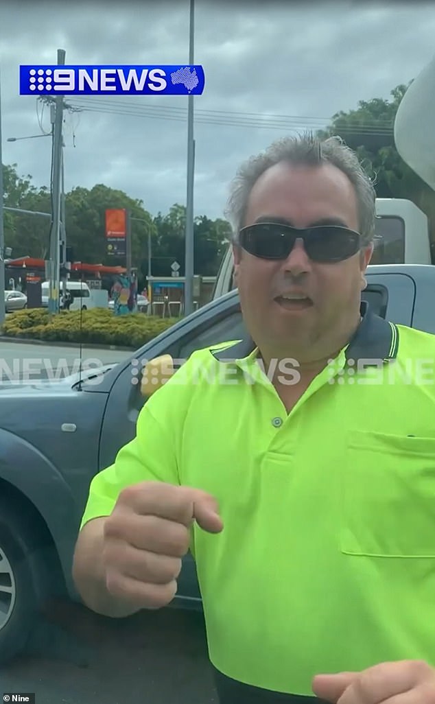 The truck driver tried to break the driver's side window, but delivered the blow with little force