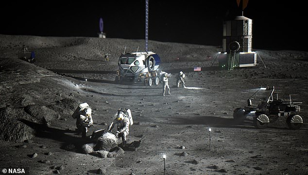 Artemis Base Camp: NASA plans to establish a base camp in the southern lunar region by the end of this decade (artist's impression)