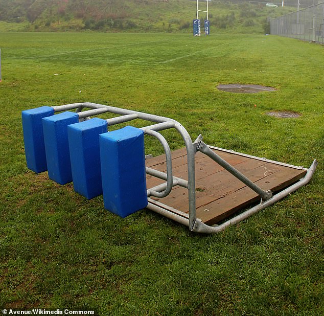 A scrum machine (pictured) fell on the toddler and crushed him