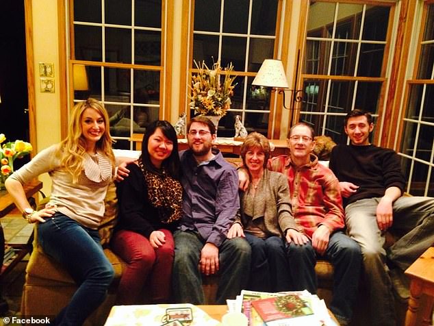 From right: Justin Mohn, his father Michael and mother Denice;  Zachary Mohn, with his girlfriend Cherry, and sister Stephanie Mohn