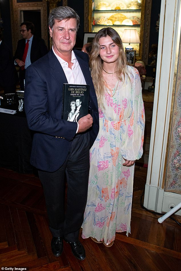 Pictured: Genoveva Casanova's ex-husband Cayetano Martínez de Irujo with their daughter Amina at a book event in September 2022