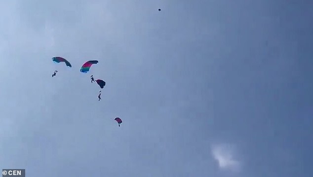 Four paratroopers from the Sri Lankan Air Force and Army were rehearsing for the country's Independence Day