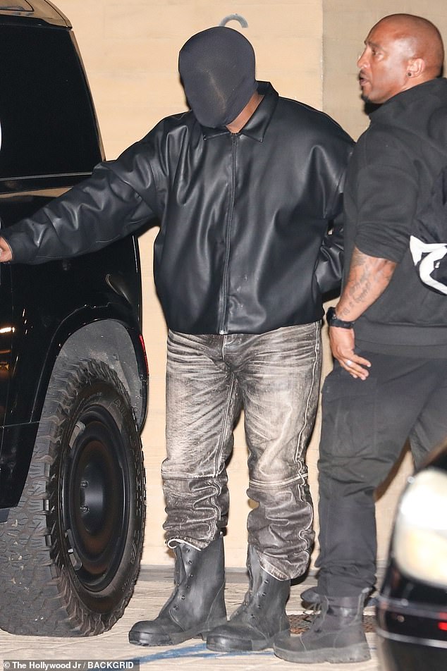 West stopped with a striking look that he has been sporting lately