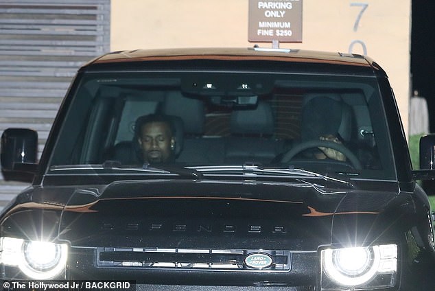 The 24-time Grammy winner covered his face with a stocking mask, which he also wore as he climbed into his Range Rover