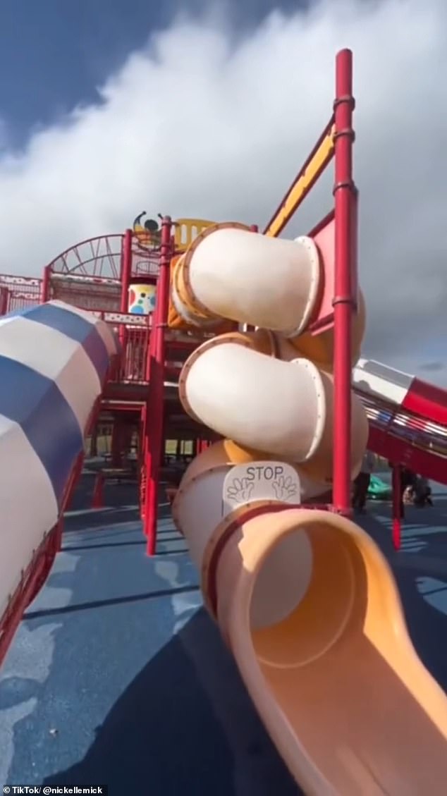 She showed off a series of videos showing off her favorite things about the massive playground, including its multiple slides