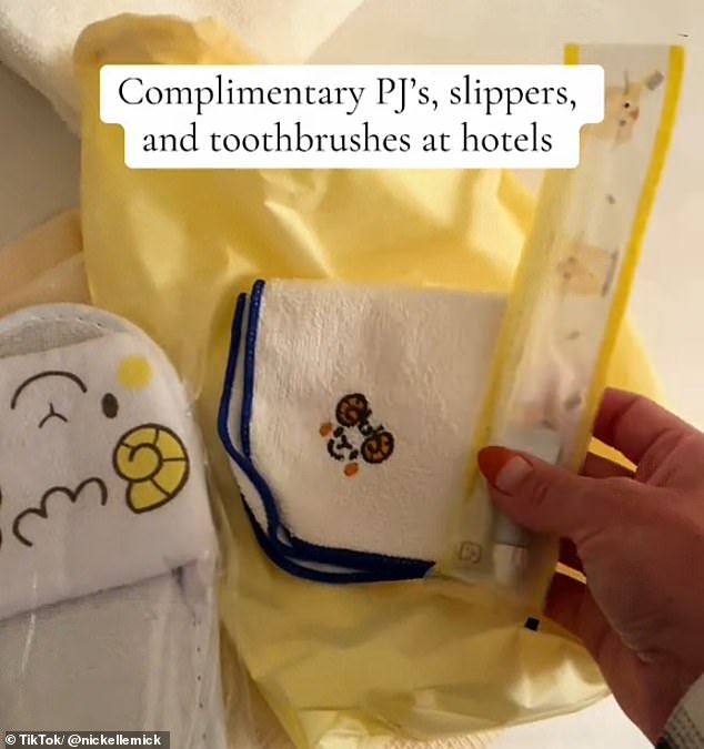 In another video, Nickelle shared some of her favorite parent-friendly features of her new home, including the matching pajamas, slippers and toothbrushes for kids in hotels