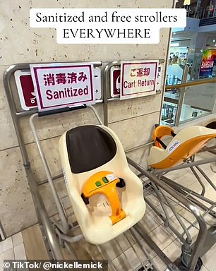 Sanitized and free strollers are also available in public areas