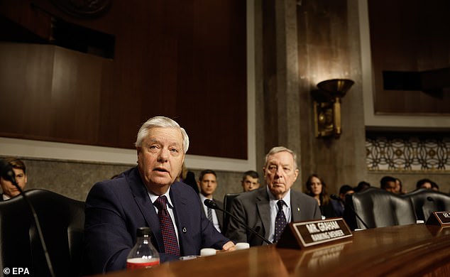 Senate Judiciary Committee Member Lindsey Graham (left) and Chairman Dick Durbin (right) joined Senators Hawley and Klobuchar in introducing the DEFIANCE Act