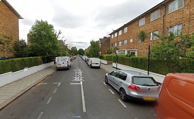 Officers have launched an investigation after a suspected corrosive substance was thrown at the trio in Lessar Avenue, Clapham South (pictured)