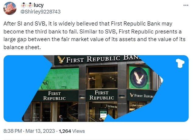 Twitter accounts sparked fears that the First Republican Bank was on the verge of collapse, spewing out a series of unrelated content and offering no evidence to back up their claims