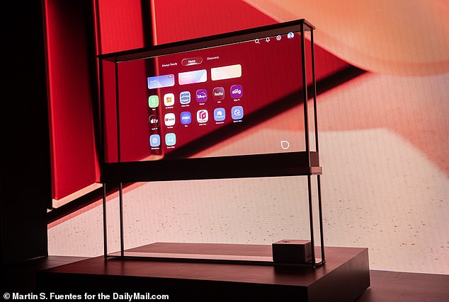 LG wheeled the 77-inch wireless display onto the stage during a press conference on Monday morning