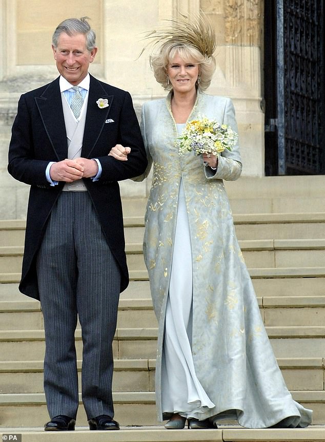 The Prince of Wales and The Duchess of Cornwall outside St George's Chapel, Windsor after the blessing of their civil wedding in 2004