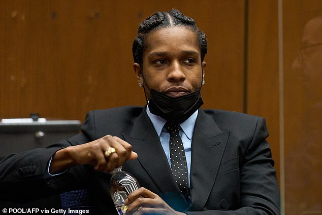 This comes amid news that he will be found not guilty on Monday of the gun charge he shot Terell Ephron (formally known as A$AP Relli) in Hollywood in November 2021;  he is pictured in court in November