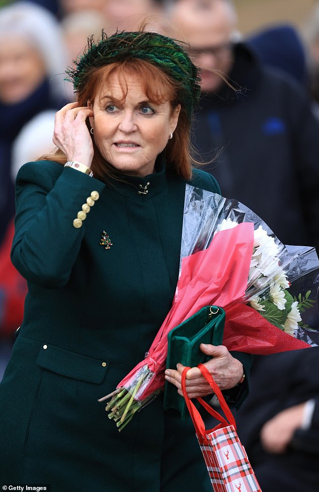 Sarah Ferguson, Duchess of York, attends Christmas morning service at Sandringham Church for the first time in 32 years