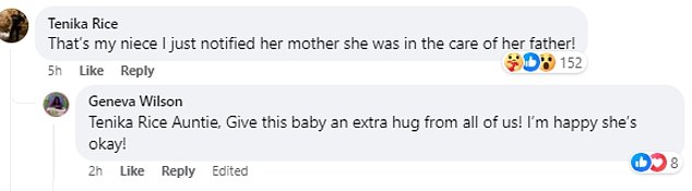 The girl was reportedly with her father, as a social media user claiming to be the toddler's relative wrote under the police post