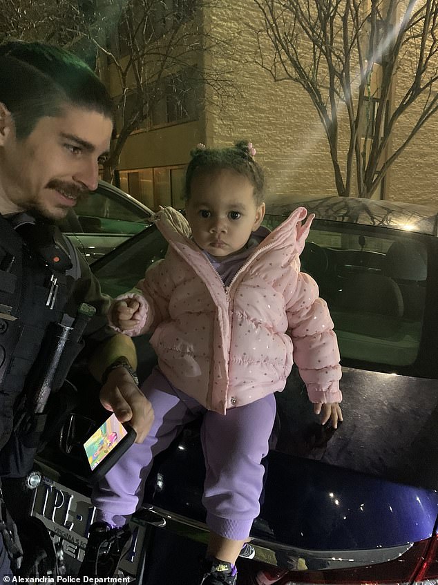 An adorable toddler was left alone on the streets of Alexandria, Virginia, after being dropped off late at night - as police work with her family on a joint investigation with Child Protective Services