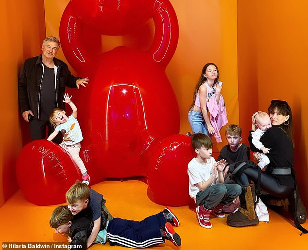 Alec Baldwin, 65, and his wife Hilaria Baldwin took their seven children on a family trip to the Balloon Museum in New York City on New Year's Eve