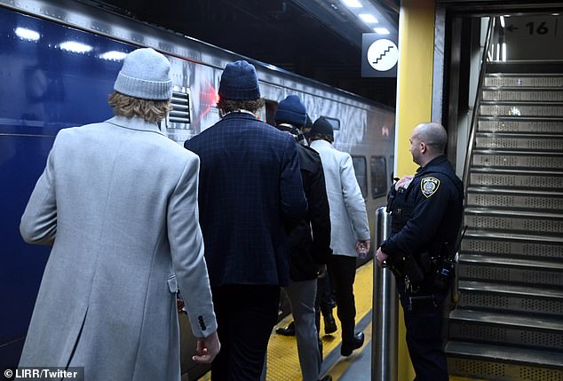 The Golden Knights boarded a train from the super busy Penn Station to get to Elmont