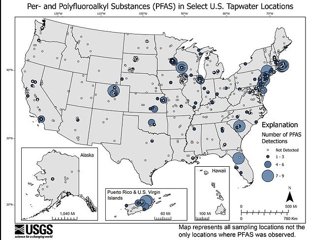 PFAS, also called forever chemicals, lurk in tap water.  They are a product of factory runoff and products that have water-repellent properties