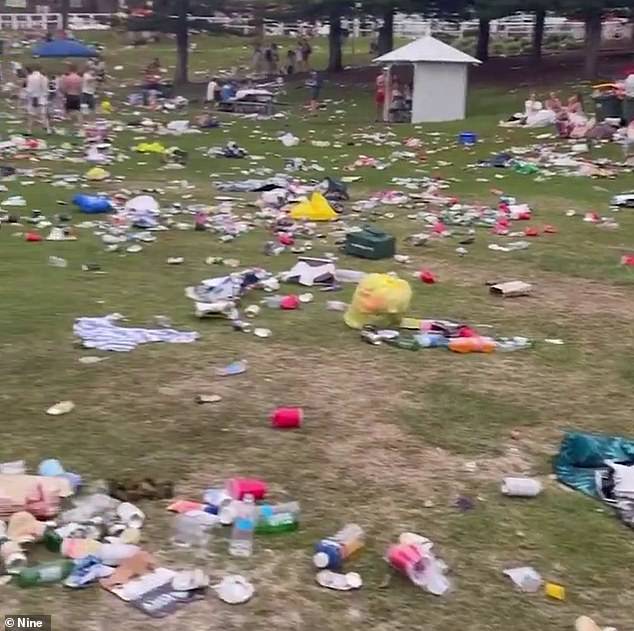 Bronte Beach in Sydney's affluent eastern suburbs was turned into a rubbish dump on Boxing Day after the annual Christmas party