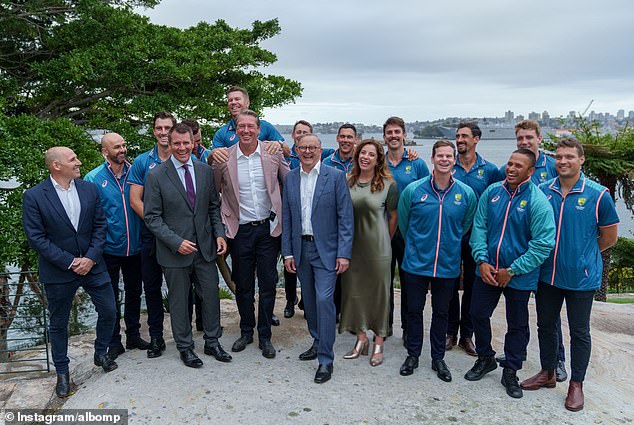 Albanese hosted players from the Australian and Pakistan Test teams – and their families – for a star-studded game of backyard cricket on Monday