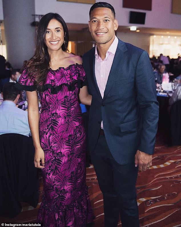 Antoinette Lattouf said during the show that she recognized Israel.  Folau (pictured with his wife Maria) was not fired for posting that homosexuals would burn in hell, but for ignoring RA's social media policy.