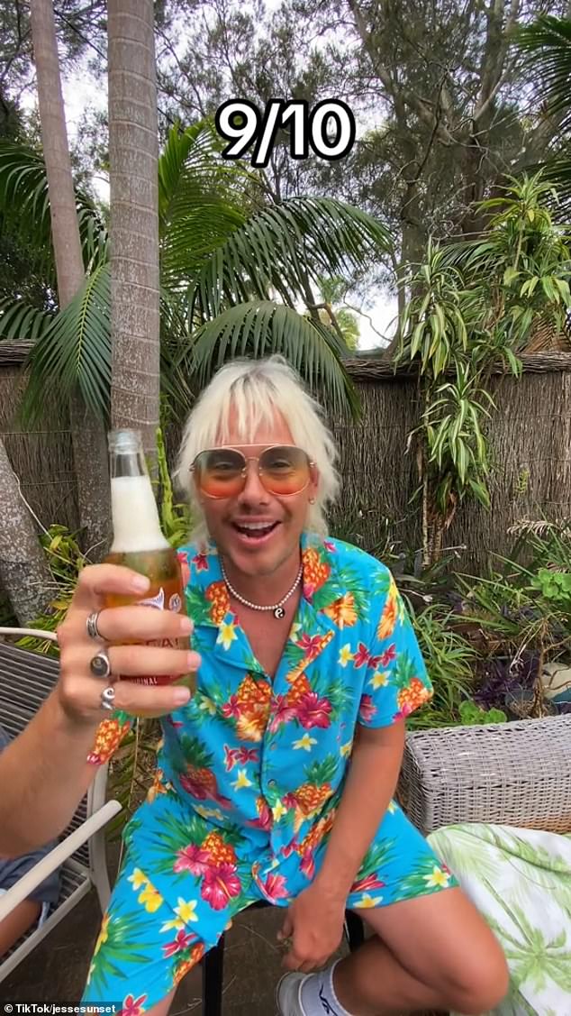 TikTok star Jesse Sunset (pictured) sat down with the famous Roberts surfing family to celebrate Australia Day with a beer taste test.  Jesse rated Great Northern nine out of ten