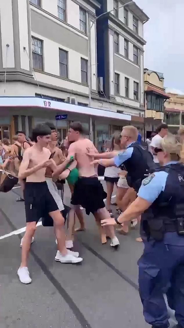 About fifty teenagers gathered at Manly Wharf in Sydney on Friday afternoon (pictured)