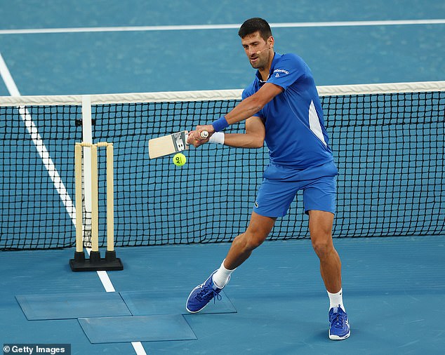 Novak Djokovic's cricket skills are nothing to write home about