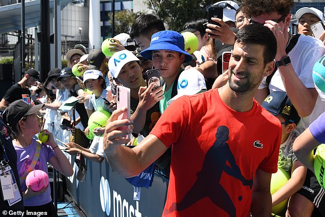 Tiley is keen to attract fans to Melbourne Park even if they don't have tickets to watch the matches (photo, Nova Djokovic with spectators at this year's Open)