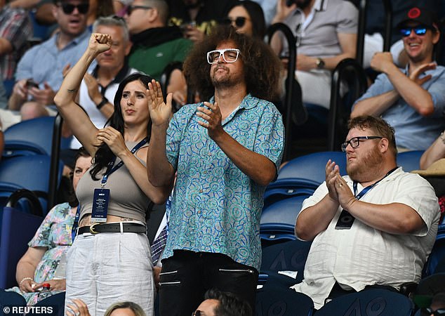 American pop star Redfoo (photo) surprised tennis fans at the Australian Open on Wednesday by making a surprise appearance in the quarter-finals in Melbourne