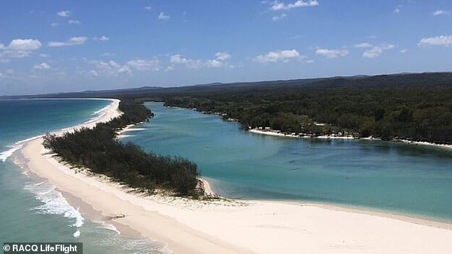 A baby girl was rushed to hospital after being stung by a poisonous jellyfish near K'gari (pictured)