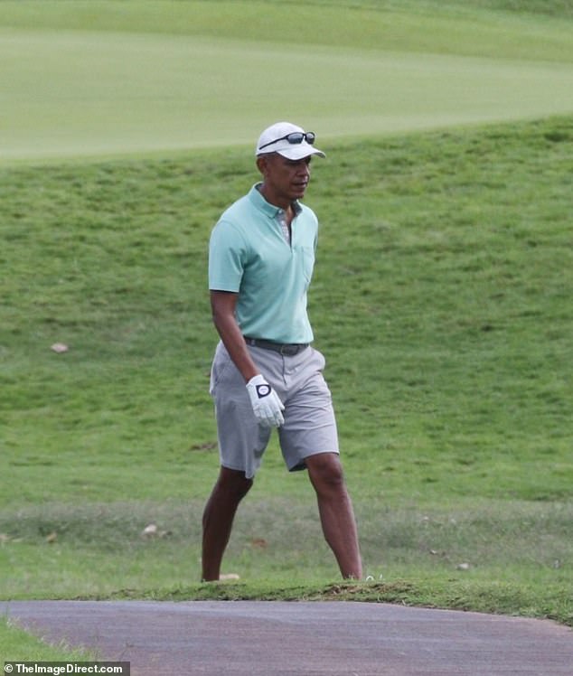 Former President Barack Obama was spotted relaxing while golfing in his home state of Hawaii, days after warning President Joe Biden about Donald Trump's 'formidability'