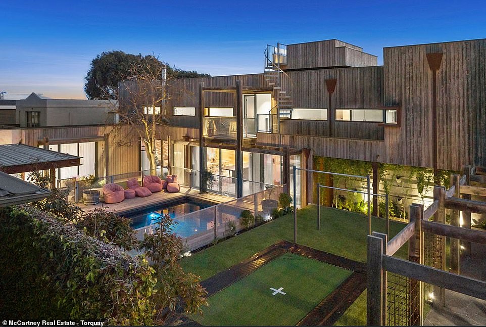 The beautiful family home is located on one of the chicest streets in the seaside town of Torquay, 60 miles from Melbourne, known for its pristine beaches and surf culture