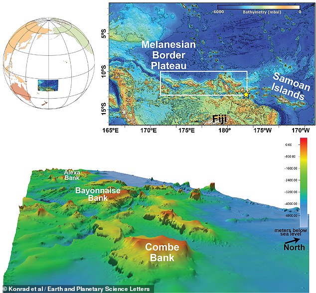 Researchers used seismic data, rock samples and computer models to identify four periods of volcanic eruptions deep below the surface that began 100 million years ago