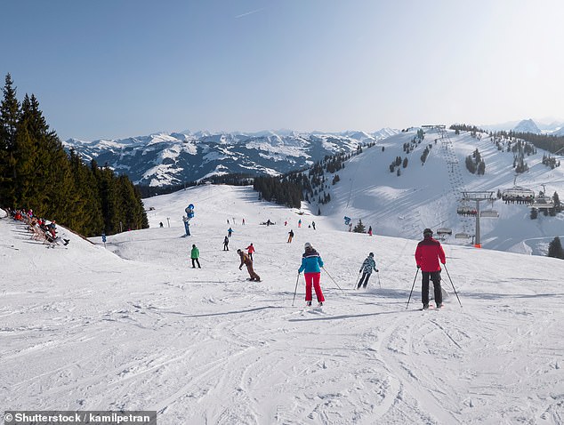 This comes on the same day a 79-year-old Briton had a skiing accident on the SkiWelt Wilder Kaiser slope in the Tyrolean ski resort of Brixental, in western Austria (file image from SkiWelt Wilder Kaiser)