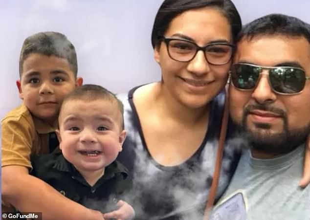 Aldo Fernandez (right), 36, his wife Marissa Sanchez (center), 35, and their two young sons Sebastian (far left), four, and Calvin (left), one, were killed in a horrific car crash on January 20 -accident.  I love County, Oklahoma