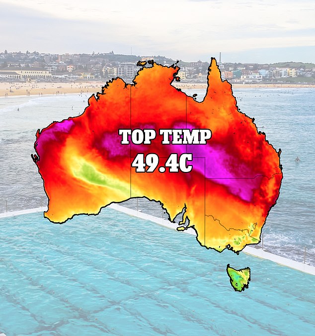 It was a scorching 49.4 degrees Celsius in the Queensland tourist town of Birdsville yesterday