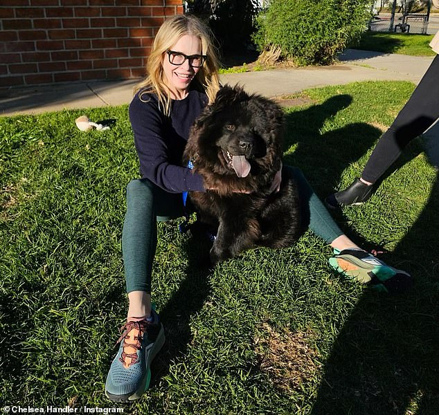 Chelsea Handler excitedly introduced her new rescue puppy Doug to her Instagram followers on Saturday