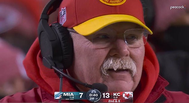 Andy Reid's walrus-like mustache wasn't quite up to the challenge in bitterly cold Kansas City