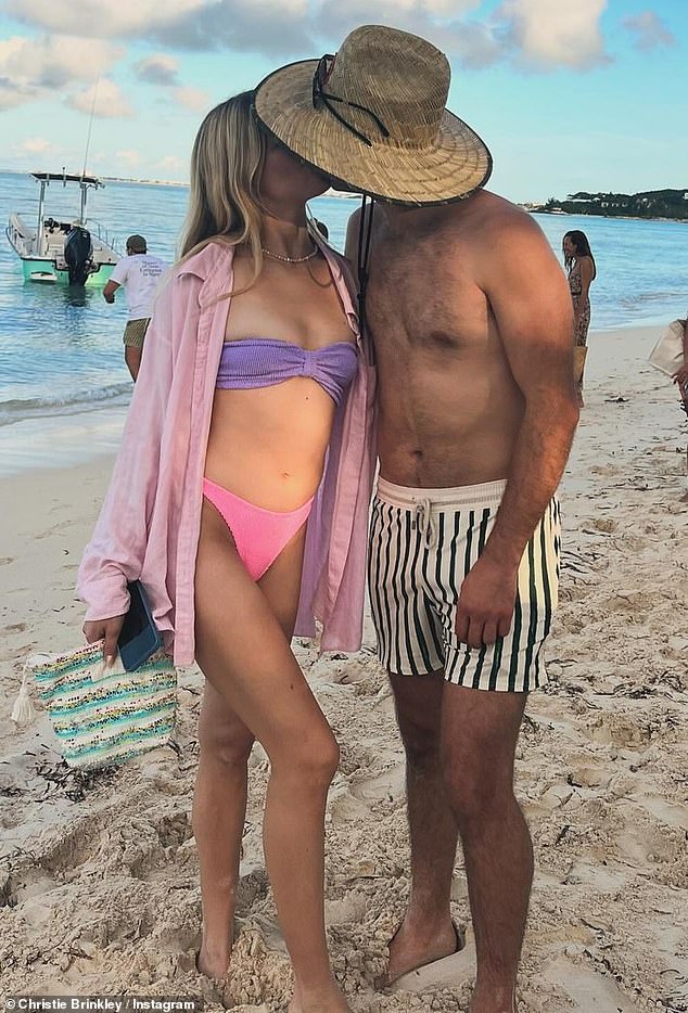 Christie Brinkley is a proud mother.  On Friday, the fashion model shared two images of her son Jack Brinkley Cook kissing his new girlfriend