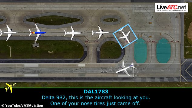Cockpit footage reveals the chaotic scene when a Delta Air Lines plane flying from Atlanta lost its nose band while trying to take off Saturday