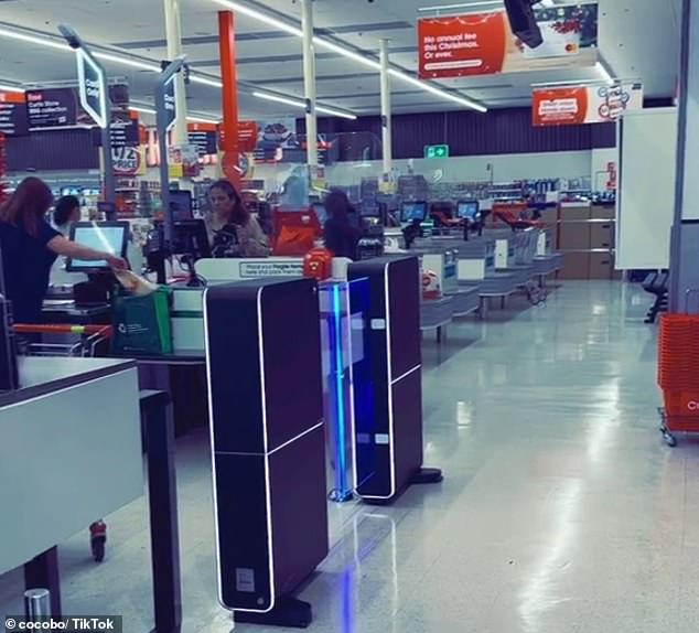 Shoppers have once again lashed out at the security gates installed in Coles stores (pictured), with customers complaining that the security measure poses a safety risk