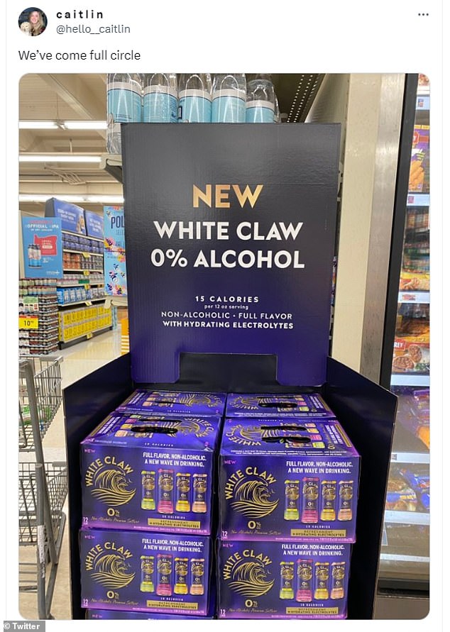 One customer spotted White Claw 0% in stores – and joked, “We've come full circle.”  One person replied, 