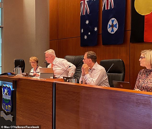 Cairns Regional Councilor Max O'Halloran (second from left) said councilors were surprised by the decision to scale back Australia Day events